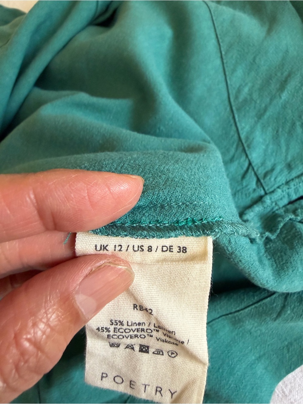 Poetry Women's Teal Curved-Sleeve Button-Up Blouse - Picture 8 of 11